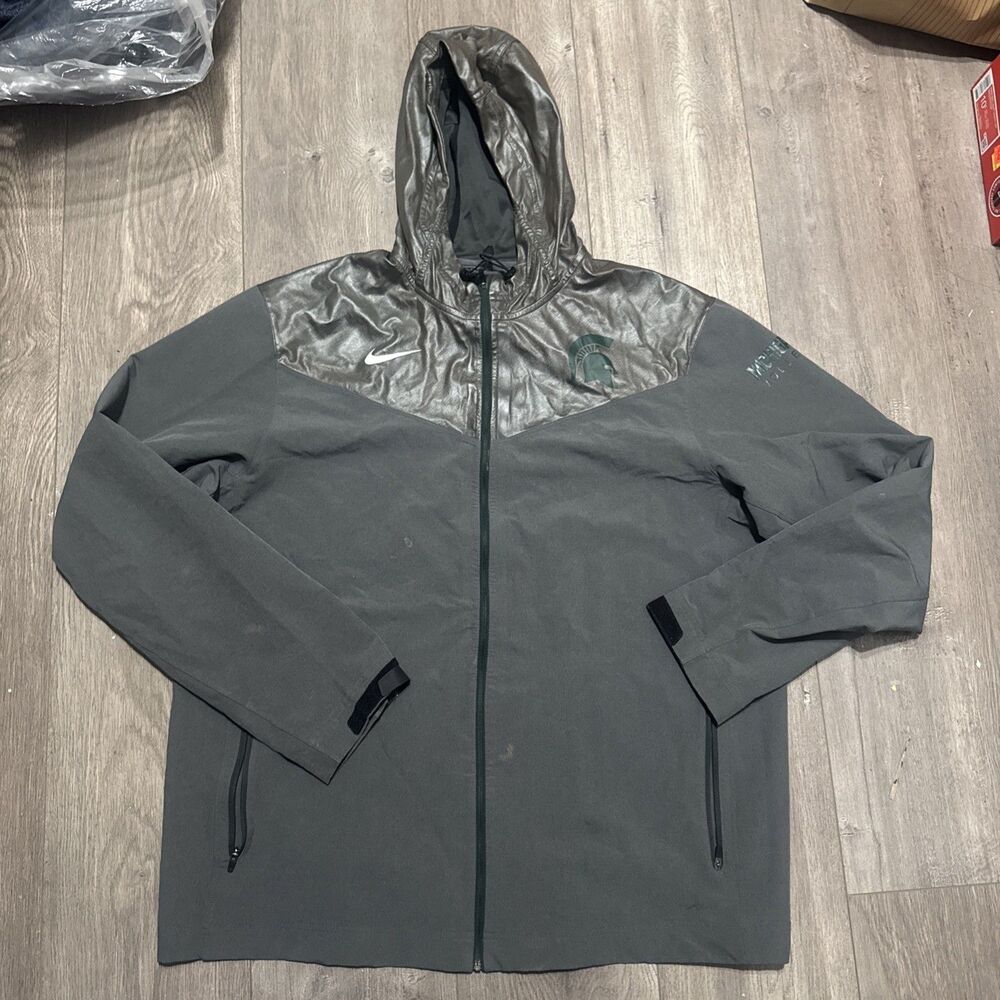 Nike Men's XL Gray Michigan State Full Zip Training Hooded Track Jacket